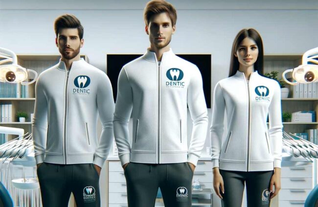 dipendenti di uno studio medico dentistico indossano una felpa personalizzabile jacket full zip