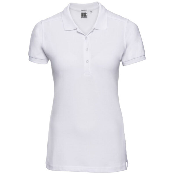 polo personalizzata donna russell stretch colori chiari - white